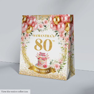 Sacola Para Presentes Média 80 Numero Dourado rico de Aniversário Presente Flo