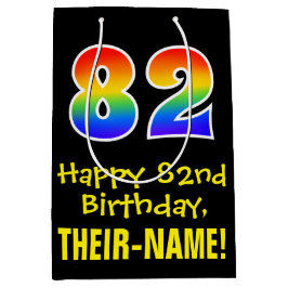 Sacola Para Presentes Média 82º aniversário: Divertido, Negrito, Colorido, Arc