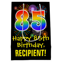 Sacola Para Presentes Média 85.º aniversário: Padrão Divertido do Fireworks + 