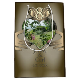 Sacola Para Presentes Média 8.º, 19.º Aniversário de Foto de Casamento Claddau