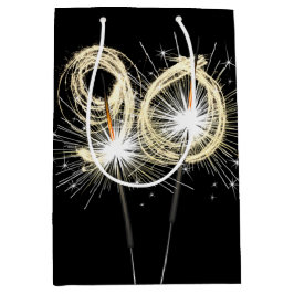 Sacola Para Presentes Média 90 Birthday Sparklers de Preto