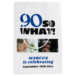 Sacola Para Presentes Média 90 Então o que Divertido 90º Aniversário 2 Colagem