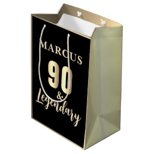 Sacola Para Presentes Média 90 & Lendário Dourado Aniversário de 90 anos