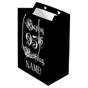Sacola Para Presentes Média 95.o aniversário: Rico, Script Elegante + Nome Pe