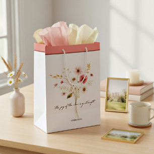 Sacola Para Presentes Média A Alegria do Senhor floral minimalista