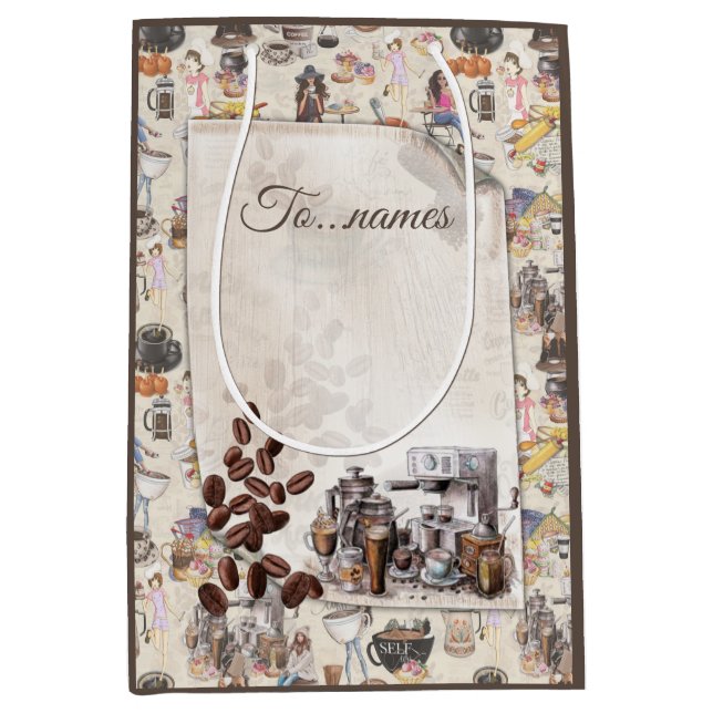 Sacola Para Presentes Média A cafeteria Fika Sueca  (Frente)