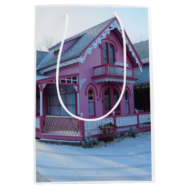 Sacola Para Presentes Média A Casa Rosa em Neve - Vinha de Martha (Frente)