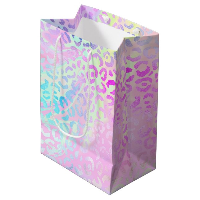 Sacola Para Presentes Média A Série Leopardo Iridescente Design 10 (Frente inclinada)
