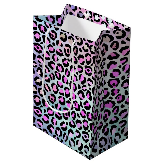 Sacola Para Presentes Média A Série Leopardo Iridescente Design 12 (Frente inclinada)