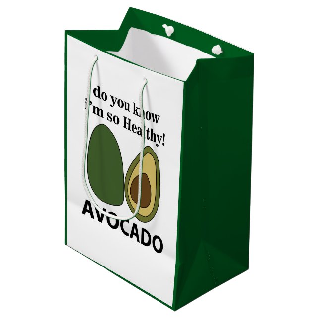 Sacola Para Presentes Média Abacate Você Sabe Que Sou Tão Saudável Abacate  (Frente inclinada)