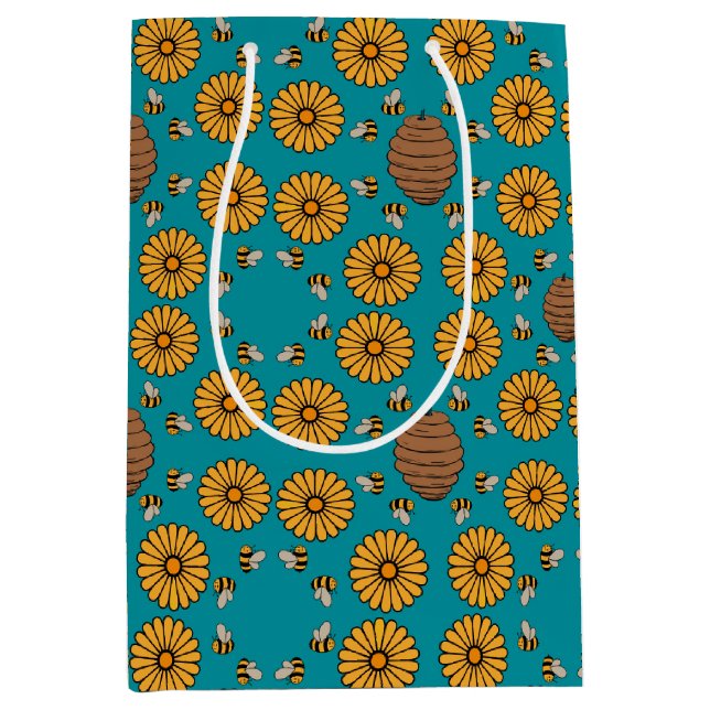 Sacola Para Presentes Média Abeja Melífera Fofa (Frente)