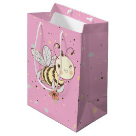 Sacola Para Presentes Média Abejas Melíferas, Fadas e Bebês Abelhas em Padrão 