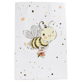 Sacola Para Presentes Média Abejas Melíferas, Fadas e Bebês Abelhas em Padrão 