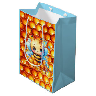 Sacola Para Presentes Média Abelha de Mel Bonita e Chá de fraldas de Mel Honey