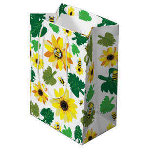 Sacola Para Presentes Média Abelhas de girassol-cegas