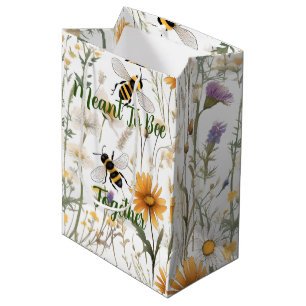 Sacola Para Presentes Média Abelhas E Flores Selvagens Queriam Estar Juntas,