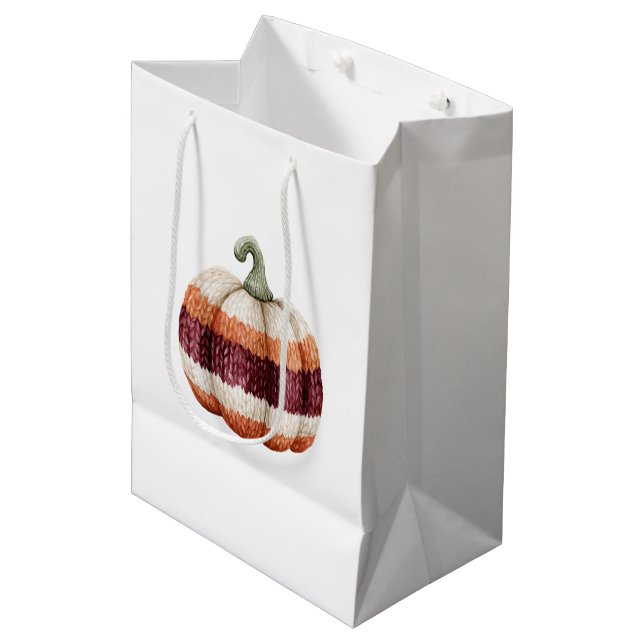 Sacola Para Presentes Média Abóbora Creme Laranja Borgonha   (Frente inclinada)