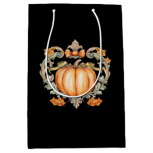 Sacola Para Presentes Média Abóbora Elegante de Outono