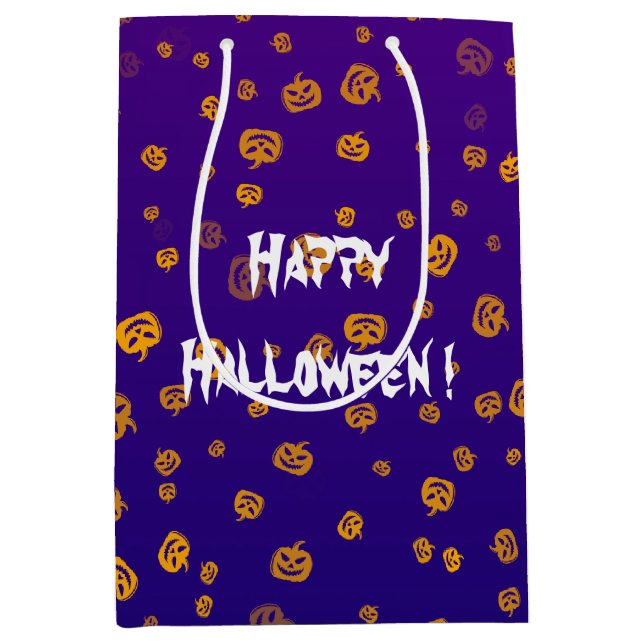 Sacola Para Presentes Média Abóboras Jack do Halloween (Frente)