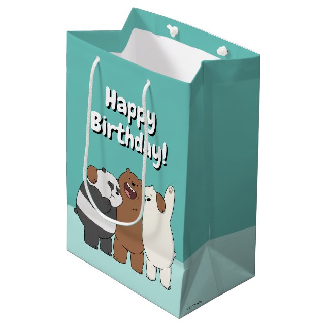 Sacola Para Presentes Média Abraço do Grupo Bare Bears (Frente inclinada)