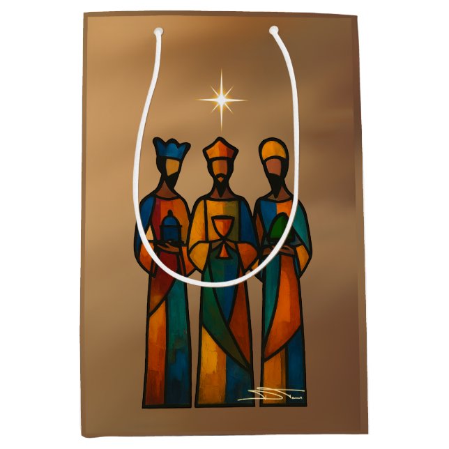 Sacola Para Presentes Média Abstract Three Wise Men (Frente)
