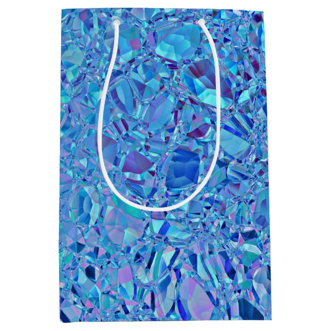 Sacola Para Presentes Média Abstrato Crystal Turquoise e Blue (Frente)