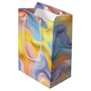 Sacola Para Presentes Média Abstrato de Fluido Plástico Pastel