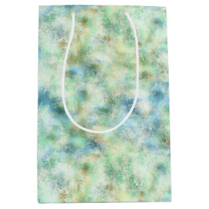 Sacola Para Presentes Média Abstrato de mármore Dourado com letra Aqua