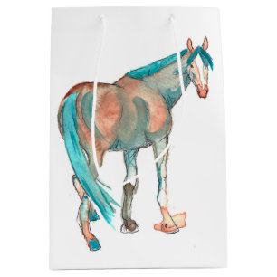 Sacola Para Presentes Média Abstrato de pintura equestre