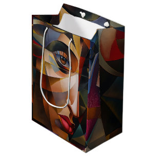 Sacola Para Presentes Média Abstrato dos olhos das raparigas