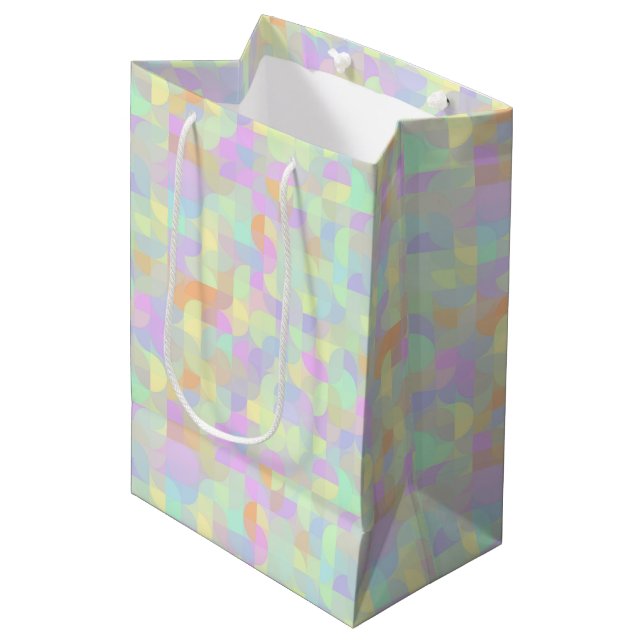 Sacola Para Presentes Média Abstrato Geométrico Boho Mod Pastel Suave (Frente inclinada)