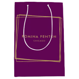 Sacola Para Presentes Média Abstrato Gold Foil Frames Moderno Professional