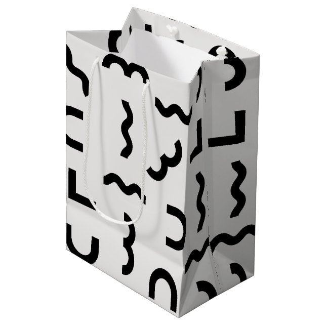 Sacola Para Presentes Média Abstrato Memphis Waves & Shapes (Frente inclinada)