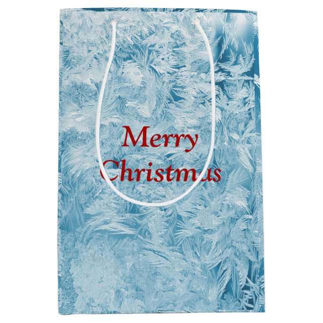 Sacola Para Presentes Média Abstrato, penas e flocos de neve (Frente)