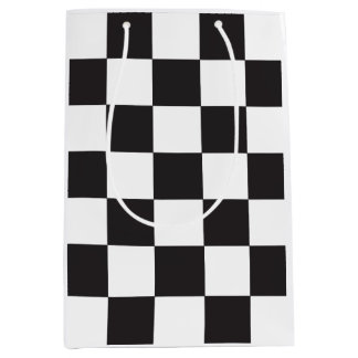 Sacola Para Presentes Média Abstrato preto e branco do padrão do Conselho veri