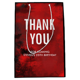 Sacola Para Presentes Média Abstrato preto e vermelho moderno - Obrigado