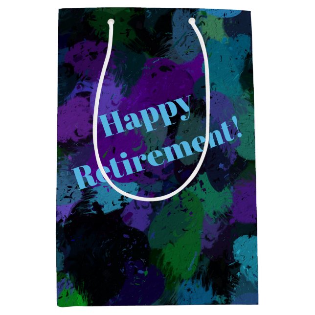 Sacola Para Presentes Média Abstrato púrpura, azul e preto (Frente)