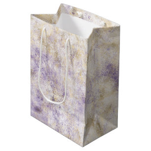 Sacola Para Presentes Média Abstrato Roxo Dourado