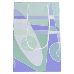 Sacola Para Presentes Média Abstrato Surfing Pastel Purple Green