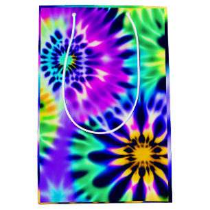 Sacola Para Presentes Média Abstrato Tie Dye Adire Padrão