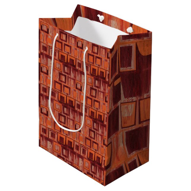 Sacola Para Presentes Média abstrato vermelho e laranja (Frente inclinada)
