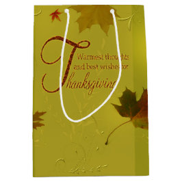 Sacola Para Presentes Média Ação de Graças Deseja Que A Tipografia Saia