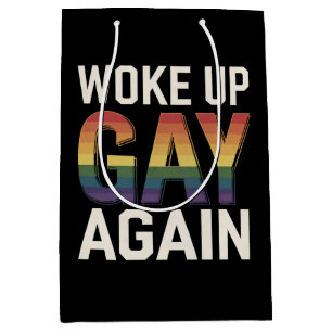 Sacola Para Presentes Média Acordou Gay Novamente Engraçado Orgulho LGBTQ Alia