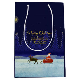 Sacola Para Presentes Média Adicionar Nome da Família / Organização Azul + Pap