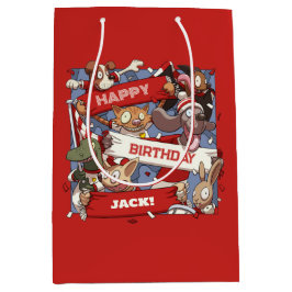 Sacola Para Presentes Média Adicione Seu Nome Feliz Aniversário Fãs Animais Ca