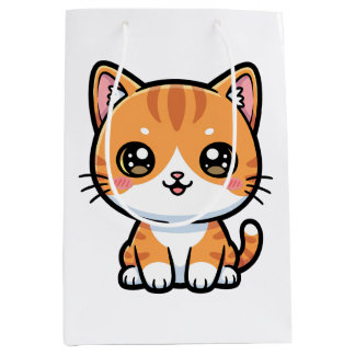 Sacola Para Presentes Média Adorable Kawaii Ginger Cat Cartoon Character