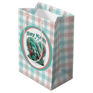 Sacola Para Presentes Média Adorável retrato de família da baleia "Say Krill"