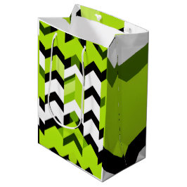 Sacola Para Presentes Média Aesthetic Vibrant Wasabi Chevron Modern Texture