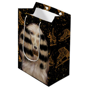 SACOLA PARA PRESENTES MÉDIA AFEGÃO DOURADO