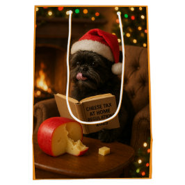 Sacola Para Presentes Média Affenpinscher "Cheese Tax" Christmas Gift Bag